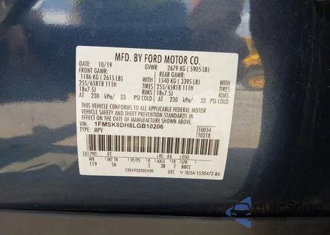 2020 Ford Explorer Xlt from USA, damaged, VIN 1FMSK8DH8LGB10206